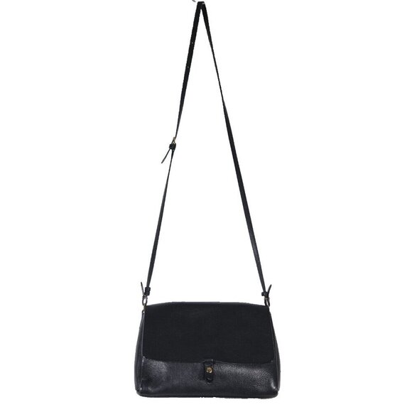 Aritzia Wilfred Women’s One Size Black Crossbody Flap Bag Glossy Leather Purse - Picture 2 of 16